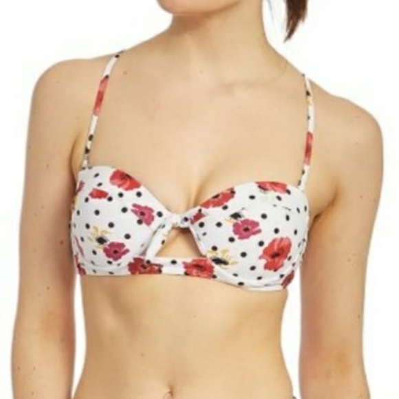 YMI Floral Polka Dots Cutout Bandeau Bikini Top/M - Picture 5 of 12